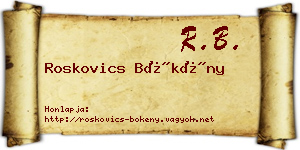 Roskovics Bökény névjegykártya